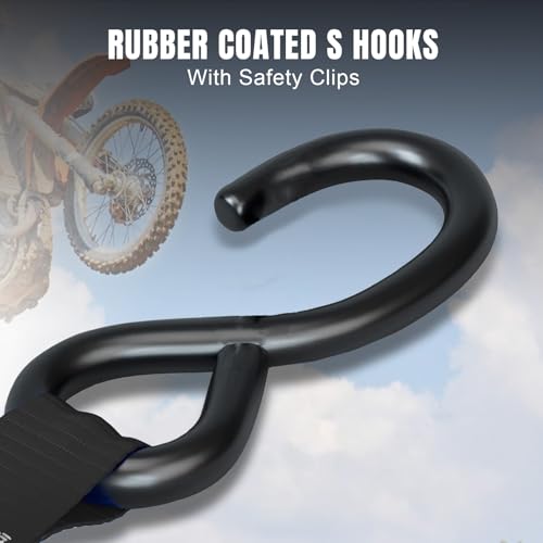 Jack Boss Ratchet Tie Down Straps Set,1500 lbs Break Strength, 1" x 15' Heavy Duty Ratchet Straps with 4X Soft Loops Padded Handles Coated S Hook, Fits for Moving Appliances Motorcycle ATV Truck,Black - color: Black-4pcs