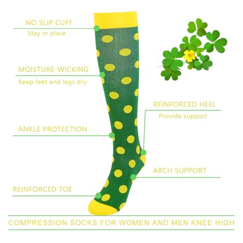Junely Compression Socks for Women Knee High Striped Polka Dot Stockings - color: A5-dot