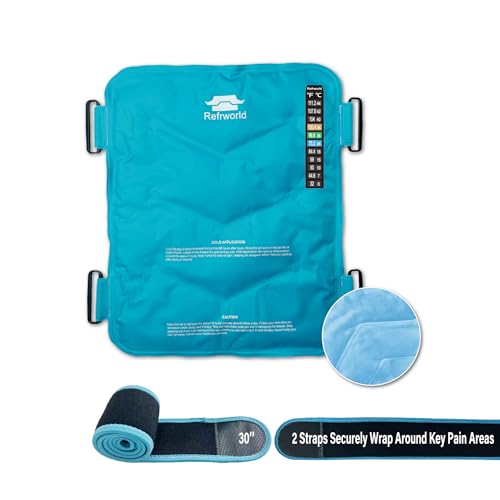Long-Lasting Cold Ice Pack Wrap for Injuries Reusable Gel for Lower Back, Cold Packs Wrap for Shoulder, Knee, Elbow, Hip, Leg, Soft Cold Compress—2 Straps Securely Wrap Around Key Pain Areas