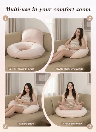 INSEN Wedge Pillow Set for Sleeping and After Surgery, Use for Acid Reflux, Reading and Relaxing, Headboard Pillow for Sitting in Bed, Beige - color: Beige