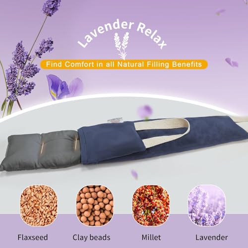 Neck Heating Pad Microwavable with Machine Washable Cover Weighted Microwave Heating Pad Neck Wrap for Shoulder Back Pain Relief, Warm Rice Bag Pack for Cramps Hot Cold Therapy 1.5lbs Lavender Scented - color: Navy Blue