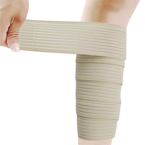 Elastic Calf Compression Bandage Sleeve Wrap for Calf Pain Relief Lower Leg Compression Support Shin Splint Guard Adjustable Plus Size Black Large (Beige)