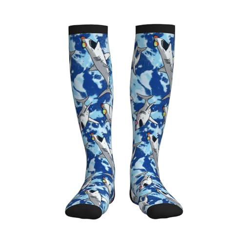 Compression Socks, Unisex 15-20 mmHg Knee High Support Socks - color: Shark