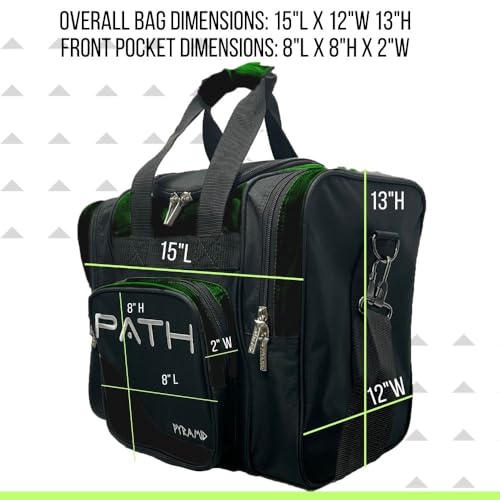 Pyramid Path Pro Deluxe Single Bowling Ball Tote - Holds One Ball, One Pair Shoes Up to Mens 15 - color: Hunter Green