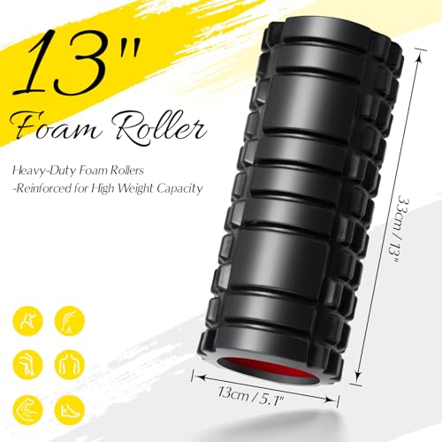 Foam Roller, Deep Tissue Muscle Massage for Exercise and Recovery - color: Black