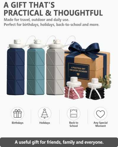 BEAUTAIL Collapsible Water Bottles 21oz/610mL, Silicone Travel Water Bottle - color: Starlight