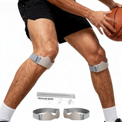 Silicone Patellar Tendon Support Strap 2 Pcs, Adjustable Non-Slip Patella Band Stabilizer Knee Brace for Jumpers Knee, Knee Pain Relief, fitness, Basketball, Running, Hiking, Soccer(Gray) - color: Gray