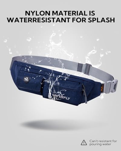 WATERFLY Small Fanny Pack for Women Men, Crossbody Travel Waist Bag - color: Dark Blue