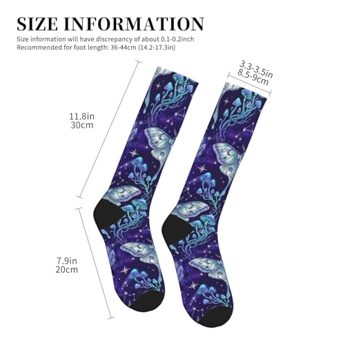 Witchy Moth Compression Socks For Women Men - color: Galaxy Mushrooms Moon