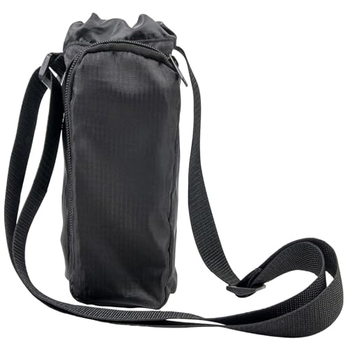 Trail maker Water Bottle Carrier Bag with Strap, Phone Pocket for Walking, Runs, Bike, Stainless Steel, Glass, Plastic - color: Black