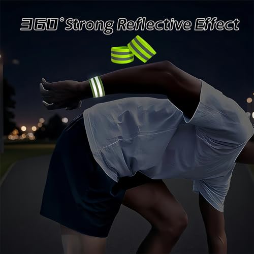 6 Pcs Reflective Bands for Arms Ankles Legs - High Visibility Safety Reflective Arm Bands for Night Running, Cycling, Walking, Jogging - Adjustable for Men, Women & Kids - color: Blue