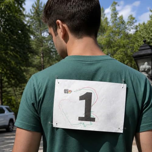Azarxis Running Bib Competitor Numbers with Safety Pins, Tyvek Tearproof Waterproof 4"x7" / 6"x7.5" for Marathon Races Events - color: #02 [6"x7.5"] Numbers 001-100
