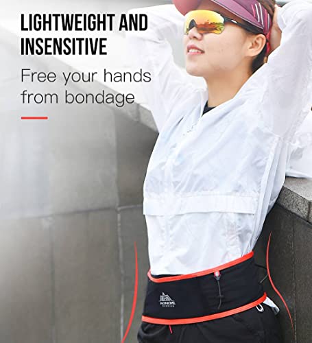 AONIJIE Running Belt Fanny Pack with 250ml Soft Water Bottle Flask for Women Men, Moisture Wicking Waist Pack Great for Marathon Climbing Jogging Cycling, for 6.8in Mobile Phone (Black Red: L/XL) - color: Black Red: L/XL