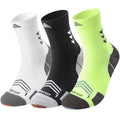 Mens Compression Running Socks: 360° Targeted Support Secure Fit - color: D-black White Green, size: 6-9