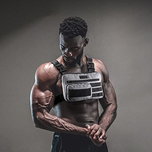 Fitdom Running Chest Pack for Men, Tactical Sports Utility Bag with Pockets - color: White, style: Maximum Stability