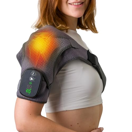 Heated Shoulder Wrap - Cordless Heating Pad Massager With Vibration, 3 Heating and Speed Adjustable Settings, Wearable Brace (2)