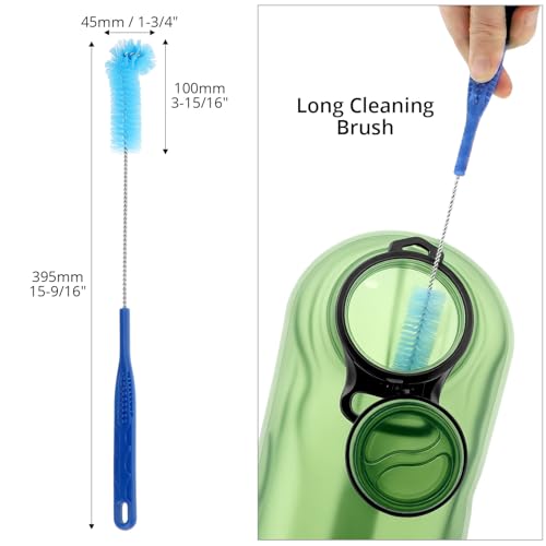QWORK 4-Piece Hydration Bladder Cleaning Kit - Complete Backpack Reservoir Accessories Set with Brushes, Collapsible Drying Frame & Carrying Pouch