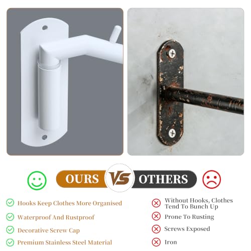 Alise Swing Clothes Hanger Rack,Swivel Garment Hanger Wall Mount,White,1P - color: White, size: 1005 (1 Pack)