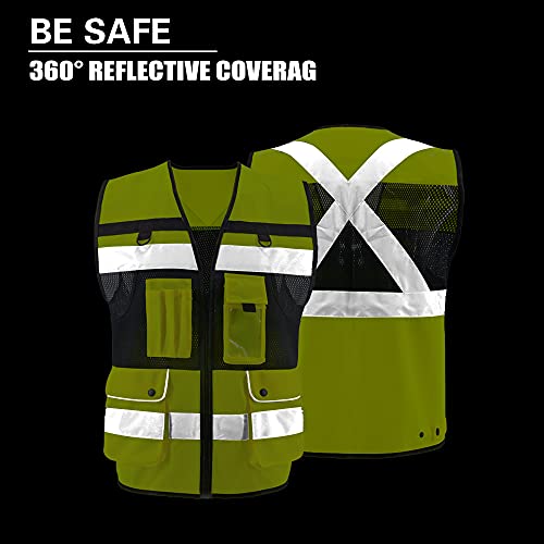 Safety Vest High Visibility Reflective Construction Vest for Men - color: Yellow, size: Medium