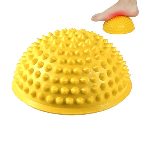 Agatige Foot Massage Ball, Half Round PVC Spiky Foot Wakers Balance Therapy Dome Trigger Point Ball Feet Massage Roller for Yoga Fitness Exercise Gym Massager(Yellow) - color: Yellow