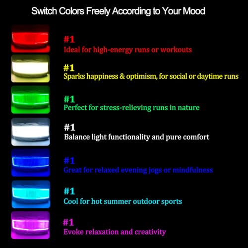 RGB 7 Colors Switchable LED Armband, USB-C Rechargeable, 360° Reflective Running Light for Runners, High Visibility Reflective Running Gear for Joggers Bikers Walkers - color: Feather