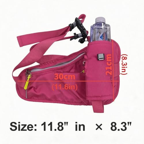 Waterproof Hydration Belt Waist Pack with Water Bottle Holder, Adjustable Running Fanny Pack for Hiking, Walking, Cycling & Outdoor Sports (玫红色) - color: Magenta