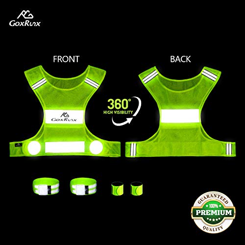 GoxRunx 2 Pack Reflective Vest Running Gear Ultralight Runner Safety Vest+Armbands & Bag