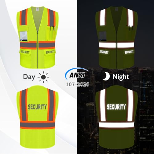 Security Vest for Men, High Visibility Mesh Vest, Yellow, 2XL - color: Yellow-security, size: XX-Large