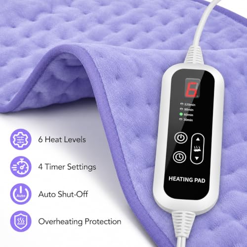 Extra Large Heating Pad for Back Pain Relief - 33"x17"Electric Heating Pad - size: 17"X 33"-Purple