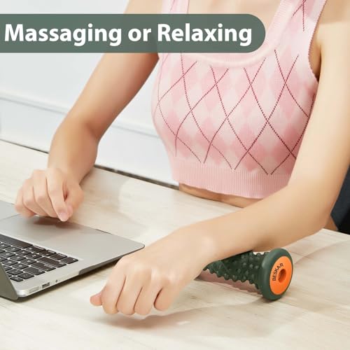 BESKAR Foot Massage Roller Navy Blackish Green & Massage Lacrosse Ball Green