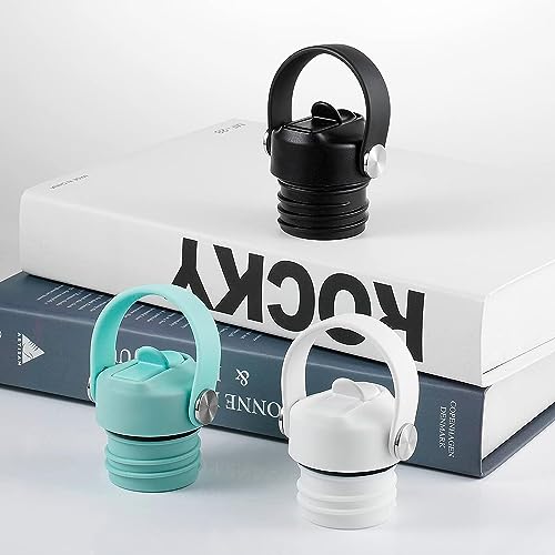 White Straw Lid for Hydro Flask Standard Mouth 18 21 24 oz, Replacement Sport Cap with Handle, BPA-Free Straw Lid with 2 Straws + Brush, for Office School Travel Daily Commute - color: White