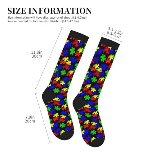 Crazy Fun Compression Socks, Unisex Knee High Support Socks - color: Colorful Puzzle