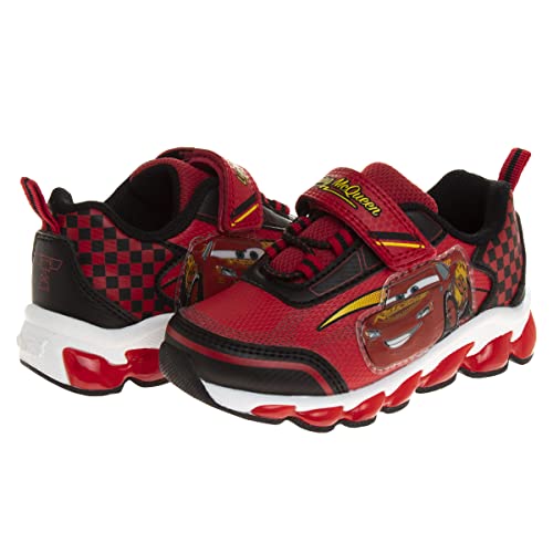 Disney Pixar Cars Boys Black/Red Lighted Sneaker (Toddler/Little Kid) - color: Red/Yellow/Black, size: 10 Toddler