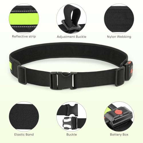 Illumifun LED Running Belt - USB Rechargeable Light Up Sash, High-Visibility Elastic Waistband Light for Running Cycling Hiking Camping Nighttime Activities - color: Green