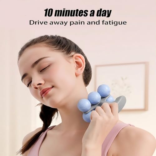 6-Wheel Handheld Massage Roller for Muscle Pain Relief (Blue) - color: Blue