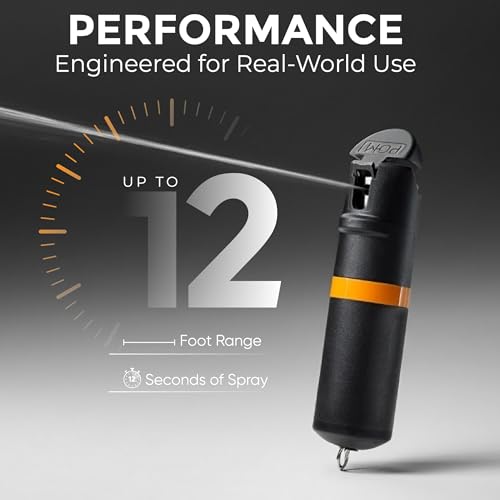 POM Pepper Spray & Personal Alarm Safety Kit – OC Self Defense Keychain Spray & Loud Emergency Alarm for Campus Safety, Women & Students - color: Black X Aqua, style: Keychain Model
