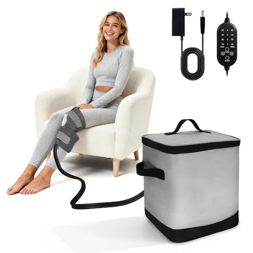 Ice Machine for Knee After Surgery Cold Therapy Machine with Programmable Timer & Remote, Portable Foldable Knee Ice Machine for Post-Surgery Cryotherapy for Swelling & Joint Pain Relief (Grey)