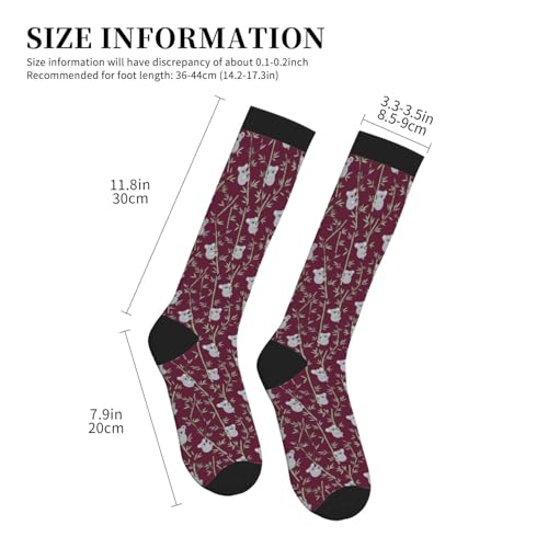 Patterned Knee High Socks for Women Men Athletic Running Travel Work - color: Koala Bamboo Forest