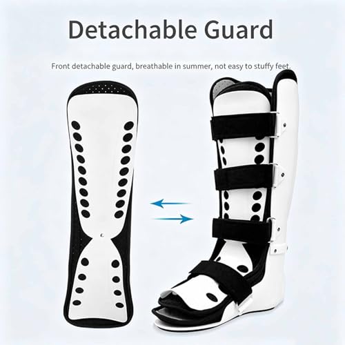 Adjustable Ankle Brace Rigid Orthosis Support Splint, Open Toe Ankle Stabilizer with 4 Hook-and-Loop Straps, Detachable Guard & Washable Liner, Post-Op Ankle Fixation for Sprain Recovery, Large Tall (One Size, Left foot)