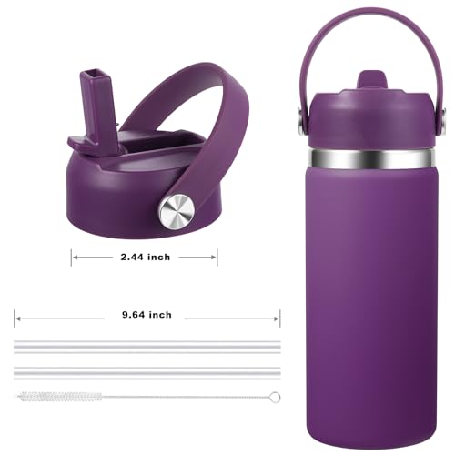 KMN Wide Mouth Straw Lid with Flip Top, Replacement Cap with Straw for Hydro Flask 18 32 40 oz Wide Mouth Water Bottle & 12 16 20 oz Coffee Flask, BPA-Free Leakproof Sports Lid (Eggplant Purple) - color: Eggplant Purple