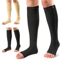 Ailaka Medical 15-20 mmHg Zipper Compression Socks for Women Men, 3 Pairs - color: Black+Beige+Black Copper, size: 2X-Large (3 Pair)