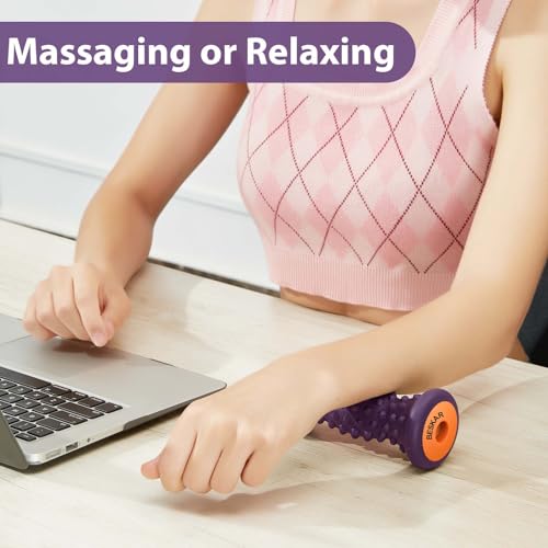 BESKAR 2 Pack Foot Rollers Bundle Deal- Black and Dark Purple, Foot Massage Roller for Relief Plantar Fasciitis