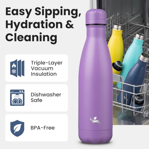 Konokyo 17 oz Insulated Stainless Steel Water Bottle, Lavender - color: Lavender, size: 17 Ounces