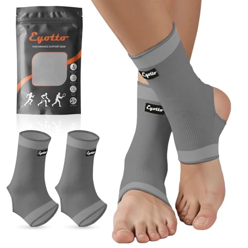 eYotto Ankle Compression Sleeve, Ankle Brace Socks for Men & Women (1 Pair) - color: Gray, size: Medium