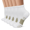 Iseasoo Ankle Compression Socks for Women Men, 5 Pairs Copper Running Socks - color: A02-5 White, size: Large-X-Large