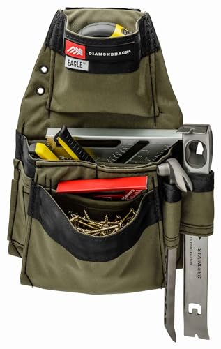 The Diamondback Eagle Tool Pouch - Modular Utility Pouch for 4" Tool Belts - Ideal Carpenter & Electrician Tool Pouch for Nuts, Punches & Fasteners - style: Ranger Green - Left Side