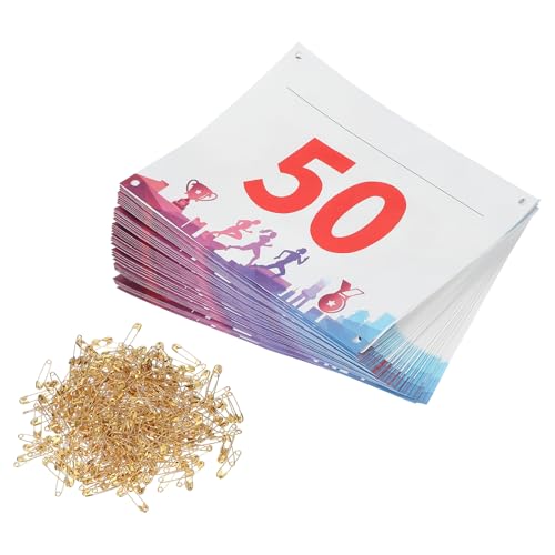PATIKIL Tearproof Running Bib Numbers, Medals Waterproof Race Competitor Numbers with Safety Pin for Marathon Sports Game Competition Runner - style: 1-50
