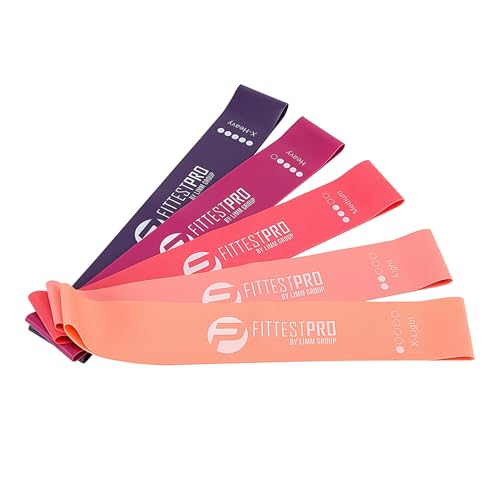Fittest Pro by Limm Resistance Bands for Legs and Butt, Fabric Exercise Loop Bands Yoga, Pilates, Rehab, Fitness and Home Workout, Strength Bands for Booty - color: Pink