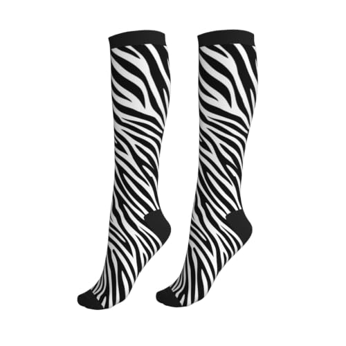 Compression Socks Knee High Circulation Support Socks For Women Men Athletic Running Hiking Cycling - color: Zebra