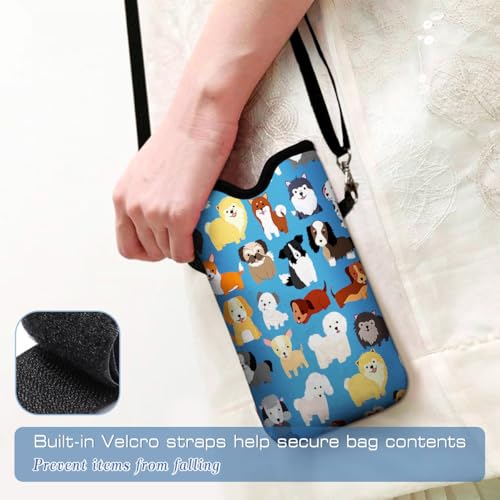 Neoprene Cell Phone Pouch 7.5 X 4.3 in Cloth Mobile Protection Case Bag with Crossbody Strap Neck Lanyard Cell Phone Case Cute Animal Dogs - color: Cute Animal Dogs